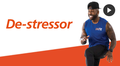 Video still of Dolvett Quince for H-Fit workout De-stressor.