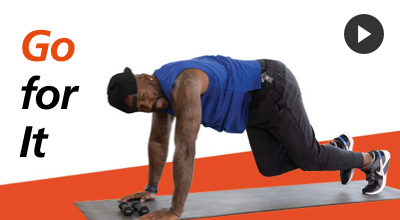 Video still of Dolvett Quince for H-Fit workout Go for It.