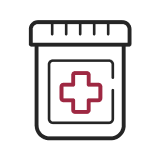 icon of a medication container with copy that reads 'Injecting large volume doses for better coverage'