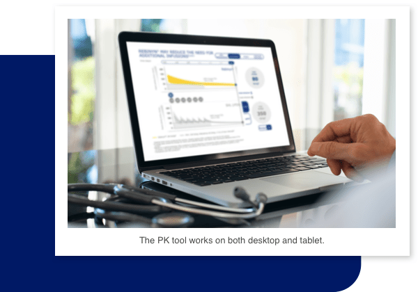 Open laptop showing an illustration of the Rebinyn® PK tool.